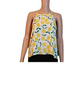 Pink Rose sz M Lemon Print Women's Top Crop straps Used